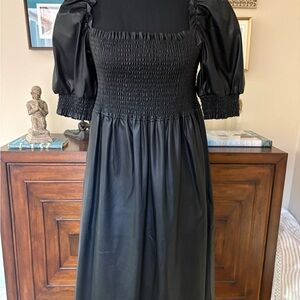 7 For All Mankind Smoked Midi Vegan Leather DressPuff Sleeve-NWT